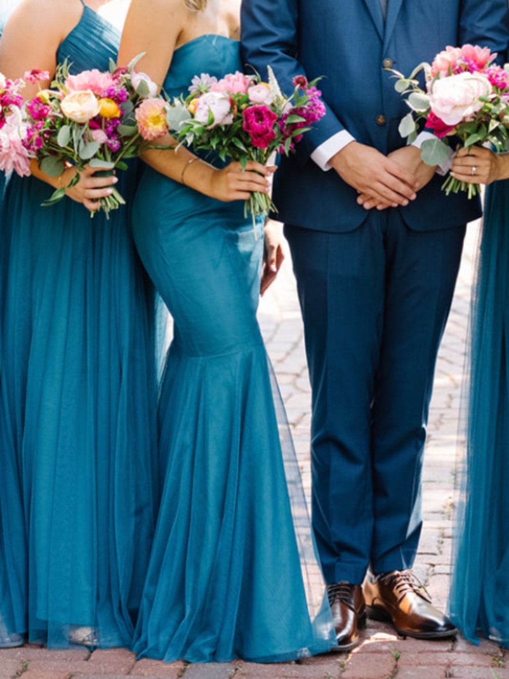 WToo Mermaid Style Teal Peacock Color Bridesmaid Dress